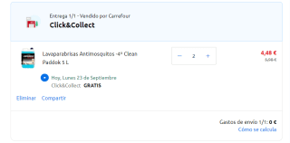 10 litros Lavaparabrisas Antimosquitos -4º Clean Paddok por 4,48€