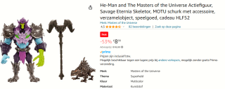 He-Man and the Masters of the Universe Action Figure Savage Eternia Skeletor 14 cm voor €8,88 bij Amazon