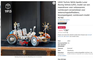 Lego Technic NASA Apollo maanwagen – LRV (42182) voor €136,81 bij Amazon