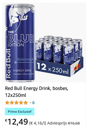 12 blikjes Red Bull energydrink voor 12,49 euro
