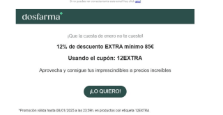 12% descuento con compra mínima de 85€ en Dosfarma