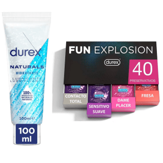 40 preservativos Durex + Lubricante Naturals Hidratante 100ml por 26,99€