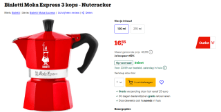 Bialetti Moka Express 3 kops Nutcracker koffiepot (130ml) voor €16,55 bij Bol