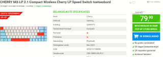 Cherry MX-LP 2.1 Compact Wireless, Qwerty US, Wit voor €79,90 bij Megekko