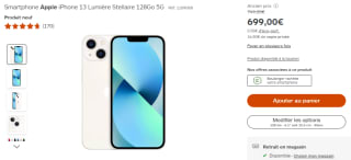 Smartphone Apple iPhone 13 Lumière Stellaire 128Go 5G à 699€