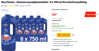 Sun Classic vaatwas spoelglansmiddel 8x 750ml voor €12,27 bij Bol
