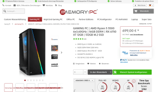 GAMING PC | AMD Ryzen 5 5500 6x3.60GHz 16GB DDR4 RX 6750 XT 12GB 512GB M.2 SSD por 699€