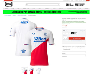 Camiseta de la 2ª equipación del Glasgow Rangers 2022-23 por 11,50€