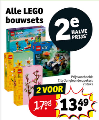 Alle Lego Bouwsets 2e voor de halve prijs bij Kruidvat