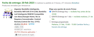 Pack de 6 bombillas inteligentes Aigostar E14 por solo 25,29€