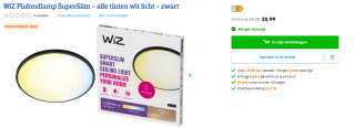 WiZ SuperSlim Plafondlamp Zwart voor €30,99 bij Coolblue