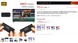 Consola de videojuegos Compatible con HDMI + 1661 juegos clásicos y mando inalámbrico Dual por 12,45€