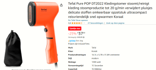 Tefal Pure POP DT2022 - Kledingstomer Cape Town Coral voor €37,49 bij Amazon