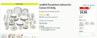 62-delig van Well Porseleinen tafelservies Camaro voor €34,99 in de Lidl webshop