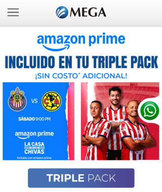 Amazon Prime Gratis con MegaCable (Triple Pack)