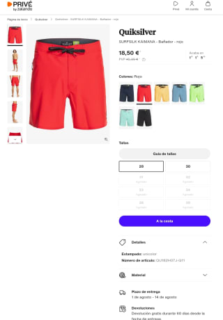 Bañador Quiksilver SURFSILK KAIMANA rojo por solo 18,50€