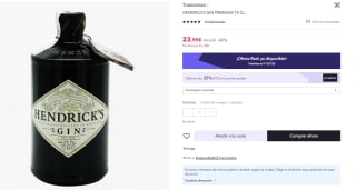 Ginebra Premium Escocesa Hendrick's Gin, 70cl por 17.99€