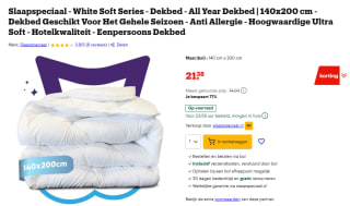 Slaapspeciaal White Soft Series All Year Dekbed 140x200 cm voor €21,38 bij Bol