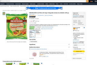 4 MEXIFOODS tortillas de trigo integrales bolsa 8 unidades 320 gr por solo 3,97€