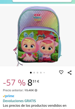 Bebés Llorones Mochila infantil por 8,31€.