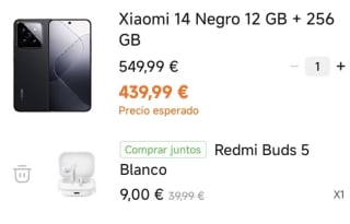 Xiaomi 14 de 12GB/256GB + Xiaomi Redmi Buds 5 por solo 448,99€