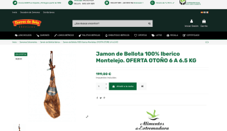 Jamón de bellota 100% ibérico 6/6,5kg Extremadura por solo 199€
