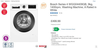 Bosch Series 4 WGG04409GB Washing Machine - £499.99