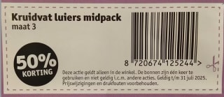 50% korting op midpack maat 0 t/m 3 Kruidvat luiers