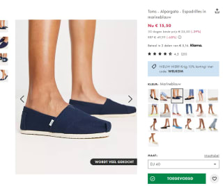 Toms Alpargata marineblauwe espadrilles voor €15,50 bij Asos