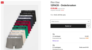 12- Pack Pier One Onderbroeken voor €29,99 bij Zalando