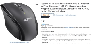 Logitech Wireless Marathon Mouse M705 voor €22,99 met Amazon Prime