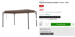 Pérgola bioclimática de tejido <> 3x4 m - Topo por 369€