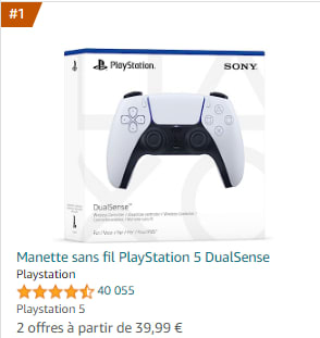 Manette sans-fil Sony DualSense PS5 à 39,99€