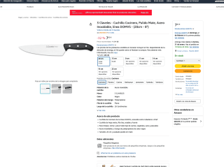 3 Claveles Cuchillo Cocinero Pulido Mate Acero Inoxidable línea DOMVS 20cm - 8" a solo 7,65€