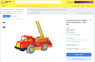 Brinquedo Caminhão Grande De Bombeiros da Map Toy - R$ 88,10