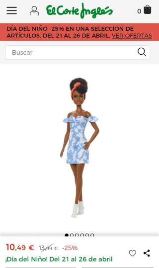 Muñeca con Vestido Vaquero Decolorado Barbie Fashionista por 10,49€.