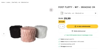 Poef Fluffy voor 29,99 euro ( keuze 3 kleuren )