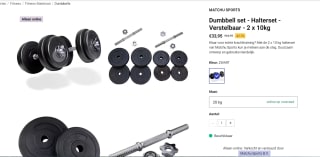 Matchu Sports - Dumbbell set - Verstelbare Dumbells 2 x 10kg voor €33,95 bij Amazon