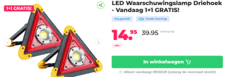 2x LED waarschuwingslamp driehoek voor €14,95 bij Voordeelvanger