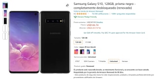 Samsung Galaxy S10 128GB Renovado por $3,140 en Amazon USA