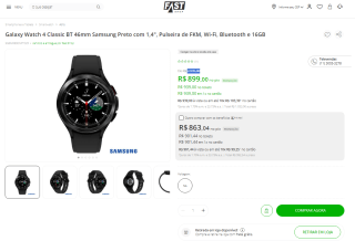 Smartwatch da Samsung, modelo Galaxy Watch 4 Classic - R$ 899