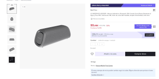 Altavoz Inalámbrico, Bluetooth, 20W, Sonido Sound Boost marca LG XBOOM Go XG5QGR por 38,50€