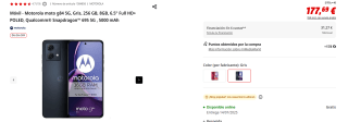 Motorola moto g84 5G de 8GB/256GB por 177,69€