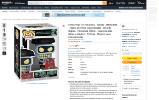Figura Funko Pop TV Futurama Bender Matador por 8€