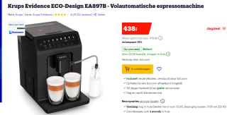 Krups Evidence ECO-Design EA897B voor €338 na cashback bij Bol.com