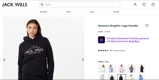 Jack Wills Hunston Graphic Logo Hoodie in Black – Just £11