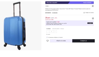 Maleta de Cabina 4 Ruedas de Viaje Semirigida 20.4€ (Cuenta Nueva 12.21€)