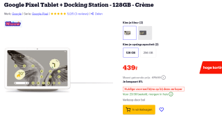 Google Pixel Tablet inclusief Oplaaddock met speaker 128GB Crème voor €439 bij Bol