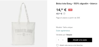 Bolso tote Timberland Easy por 14.99€