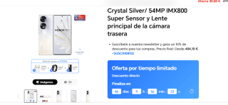 Honor 70 8GB+256GB + de regalor: Honor Earbuds 2 Lite y Honor Band 7 y Phone Case por 422.10€